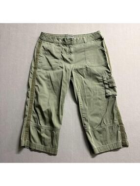 Hillard & Hanson Cargo Capri Pants Womens 10 Fits Like 32x20 Olive Utility Y2K